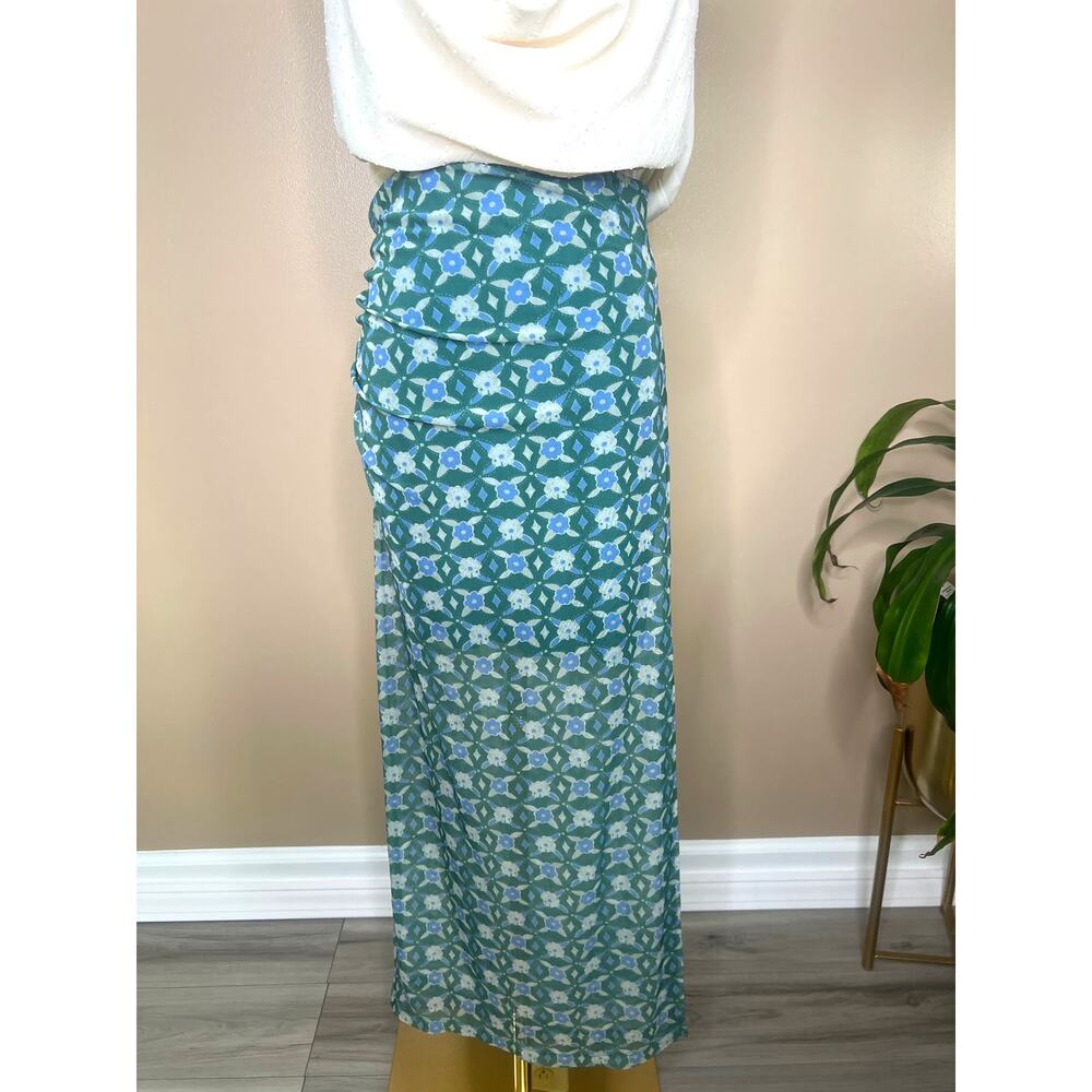 Free People Galaxy Floral Maxi Skirt Small Ruched Boho - Picture 4 of 6
